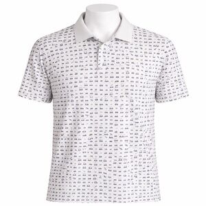 Size L Sunice Men’s Golf Polo Shirt White Print Short Sleeve Collared Casual Top